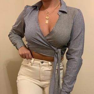 WRAP CHECKERED BLOUSE